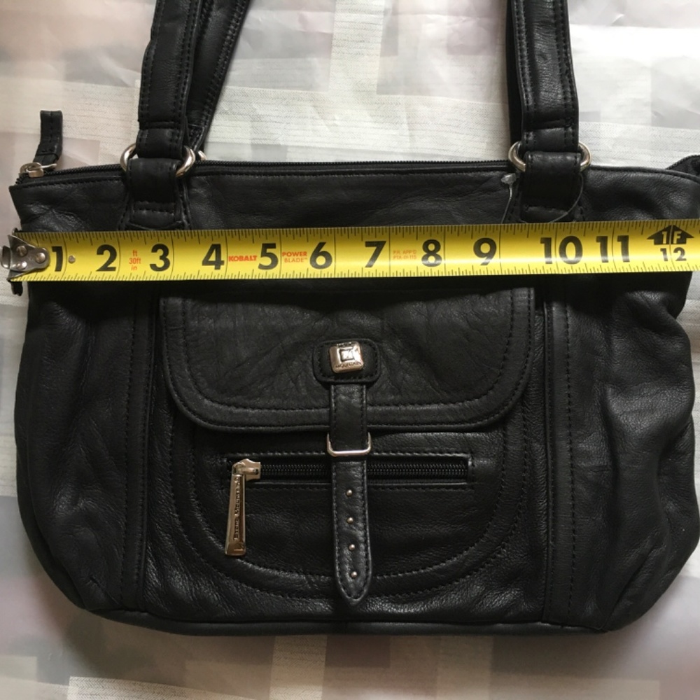 STONE MOUNTAIN Black Leather HOBO TOTE SHOULDER BAG Purse - Picture 5 of 14